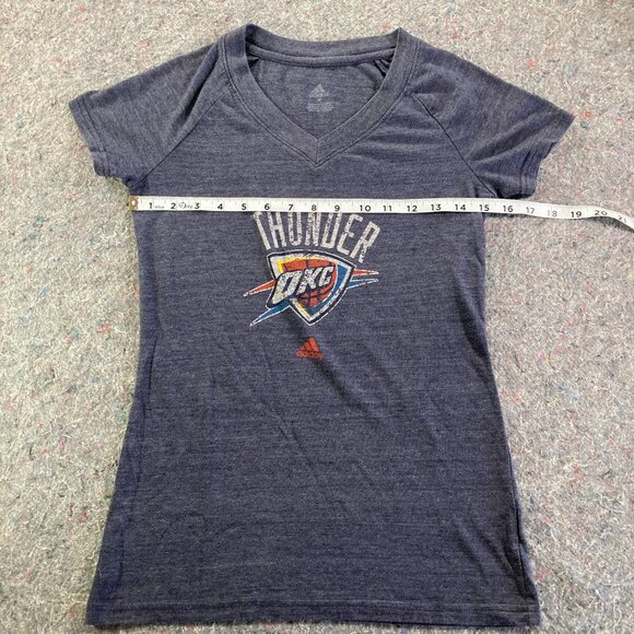 Adidas OKC Thunder Basketball Womens Cap Sleeve Blue T-Shirt Size M - Picture 5 of 9